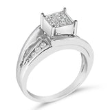 10K White Gold 1/3 Cttw Invisible Set Princess-cut Diamond Cluster Bypass Ring (H-I Color, SI1-SI2 Clarity)-3 thumbnail 4