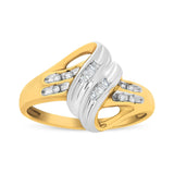 10K Yellow and White Gold 1.00 Cttw Round And Baguette-Cut Diamond Accent Bypass Ring (H-I Color, I2-I3 Clarity)-3 thumbnail 4