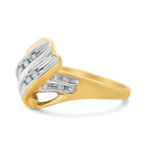 10K Yellow and White Gold 1/15 Cttw Round-Cut Diamond Bypass Ring (I2 Color, I-J Clarity)-3 thumbnail 4