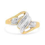 10K Yellow and White Gold 1/15 Cttw Round-Cut Diamond Bypass Ring (I2 Color, I-J Clarity)-1 thumbnail 2