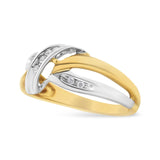 10K Yellow and White Gold 1/20 Cttw Round-Cut Diamond Bypass Ring (I2 Color, I-J Clarity)-3 thumbnail 4