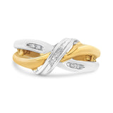 10K Yellow and White Gold 1/20 Cttw Round-Cut Diamond Bypass Ring (I2 Color, I-J Clarity)-1 thumbnail 2