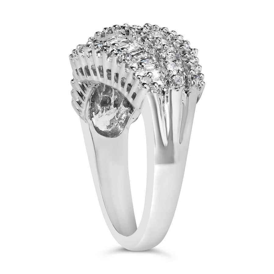 14K White Gold Diamond Cocktail Ring Band (1 3/4 Cttw, H-I Color, SI2-I1 Clarity)