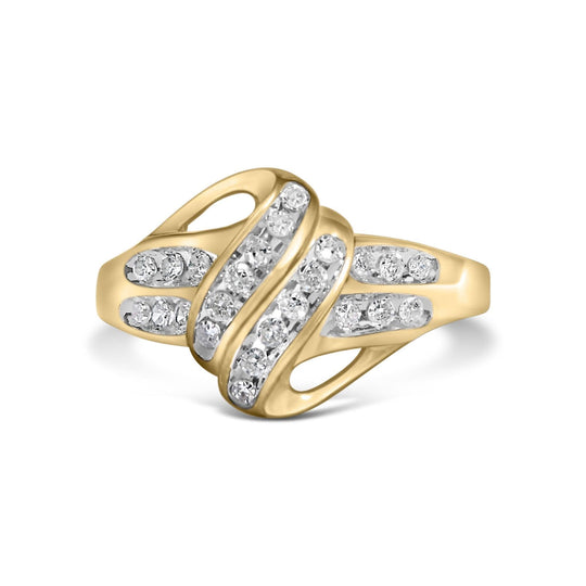 10K Yellow Gold Plated .925 Sterling Silver 1.0 Cttw Diamond Flower Cluster Open Halo Floral Ring (J-K Color, I2-I3 Clarity)-0
