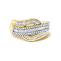 14K yellow gold wave band ring with 1.0 ctw diamond stones
