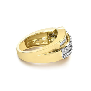 14K Yellow Gold 1.0 Cttw Diamond Wave Design Band Ring-1