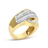 14K Yellow Gold 1.0 Cttw Diamond Wave Design Band Ring-3 thumbnail 4