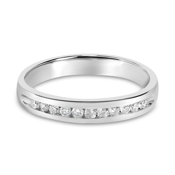 18K White Gold 1/4 Cttw Channel Set Brilliant Round-Cut Diamond Classic 11 Stone Wedding Band Ring (E-F Color, I1-I2 Clarity)