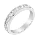 IGI Certified 1.0 Cttw Diamond 18K White Gold Channel-Set Half-Eternity Band Wedding Ring (E-F Color, I1-I2 Clarity)-0 thumbnail 1