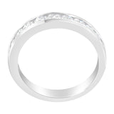 IGI Certified 1.0 Cttw Diamond 18K White Gold Channel-Set Half-Eternity Band Wedding Ring (E-F Color, I1-I2 Clarity)-3 thumbnail 4