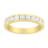 IGI Certified 18K Yellow Gold 1.0 Cttw Channel Set Round-Cut Diamond 11 Stone Anniversary/Wedding Band Ring (I-J Color, I1-I2 Clarity)-1 thumbnail 2