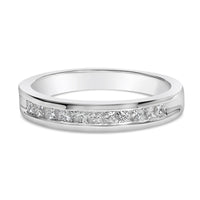 .925 Sterling Silver 1/2 Cttw Princess-Cut Diamond Channel-Set Half-Eternity Wedding or Anniversary Band Ring (H-I Color, I2 Clarity)