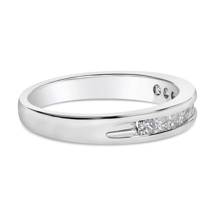 .925 Sterling Silver 1/2 Cttw Princess-Cut Diamond Channel-Set Half-Eternity Wedding or Anniversary Band Ring (H-I Color, I2 Clarity)
