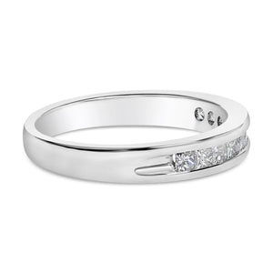 IGI Certified 1/2 Cttw Princess Cut Diamond 18K White Gold Channel Set Half Eternity Style Wedding Band Ring (H-I Color, SI2-I1 Clarity)-1