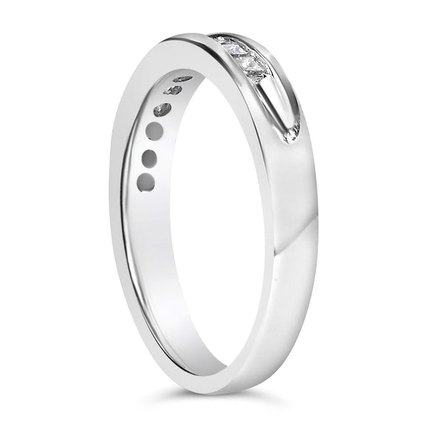.925 Sterling Silver 1/2 Cttw Princess-Cut Diamond Channel-Set Half-Eternity Wedding or Anniversary Band Ring (H-I Color, I2 Clarity)