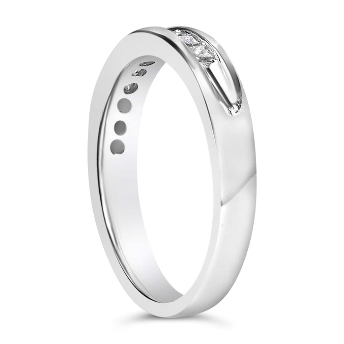 .925 Sterling Silver 1/2 Cttw Princess-Cut Diamond Channel-Set Half-Eternity Wedding or Anniversary Band Ring (H-I Color, I2 Clarity)
