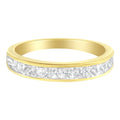 14K yellow gold ring with channel-set round diamonds, 1 carat total