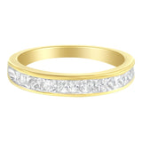 14K yellow gold ring with channel-set round diamonds, 1 carat total thumbnail 1