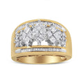 10K white gold ring with 3 pear diamond stones in two-tone setting