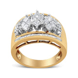 10K Yellow and White Gold 1 1/2 Cttw Pear Shaped 3 Stone Style Diamond Ring Band (H-I Color, SI1-SI2 Clarity)-1 thumbnail 2