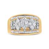 10K Yellow and White Gold 1 1/2 Cttw Pear Shaped 3 Stone Style Diamond Ring Band (H-I Color, SI1-SI2 Clarity)-4 thumbnail 5