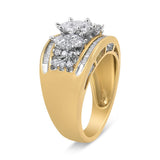 10K Yellow and White Gold 1 1/2 Cttw Pear Shaped 3 Stone Style Diamond Ring Band (H-I Color, SI1-SI2 Clarity)-3 thumbnail 4