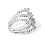 18K White Gold 1 3/4 Cttw Diamond Multi Crossover and Split Shank Cocktail Ring-1 thumbnail 2
