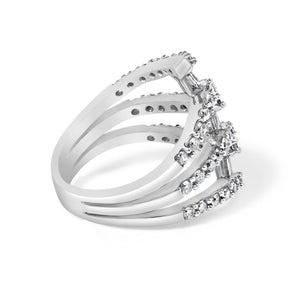 18K White Gold 1 3/4 Cttw Diamond Multi Crossover and Split Shank Cocktail Ring-1