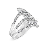 18K White Gold 1 3/4 Cttw Diamond Multi Crossover and Split Shank Cocktail Ring-3 thumbnail 4