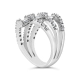 18K White Gold 1 3/4 Cttw Diamond Multi Crossover and Split Shank Cocktail Ring-4 thumbnail 5