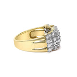 14K Yellow Gold 1.0 Cttw Round and Baguette Diamond Multi-Row Band Ring-1 thumbnail 2