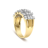 14K Yellow Gold 1.0 Cttw Round and Baguette Diamond Multi-Row Band Ring-4 thumbnail 5