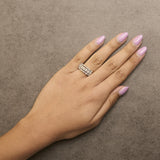 14K Yellow Gold 1.0 Cttw Round and Baguette Diamond Multi-Row Band Ring-2 thumbnail 3