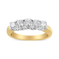 18K yellow gold ring with 5 round diamond stones