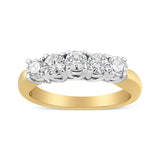 18K Yellow Gold 1.0 Cttw 4 Prong Set Round Cut Diamond Step up 5 Stone Ring Band (F-G Color, SI1-SI2 Clarity)-0 thumbnail 1