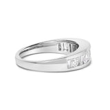 14K White Gold Alternating 1.0 Cttw Round and Baguette Diamond Channel Band Ring-1 thumbnail 2