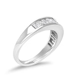 14K White Gold Alternating 1.0 Cttw Round and Baguette Diamond Channel Band Ring-3 thumbnail 4