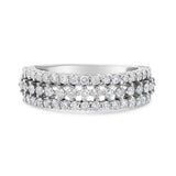 14K White Gold 1.0 Cttw Prong Set Round Diamond Split Shank Three Row Band Ring (H-I Color, I2-I3 Clarity)-1 thumbnail 2