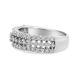 14K White Gold 1.0 Cttw Prong Set Round Diamond Split Shank Three Row Band Ring (H-I Color, I2-I3 Clarity)-3 thumbnail 4