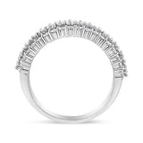 14K White Gold 1.0 Cttw Prong Set Round Diamond Split Shank Three Row Band Ring (H-I Color, I2-I3 Clarity)-4 thumbnail 5