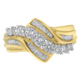 10K two-tone gold bypass ring with round diamond stones, 1 ct total thumbnail 1