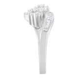 14K White Gold Round and Baguette Diamond Bypass Ring (1/2 cttw, H-I Color, I1-I2 Clarity)-4 thumbnail 5