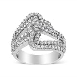 14K White Gold 1 1/2 Cttw Diamond Open Double Heart Bypass Ring Band (H-I Color, VS1-VS2 Clarity)-1 thumbnail 2