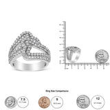 14K White Gold 1 1/2 Cttw Diamond Open Double Heart Bypass Ring Band (H-I Color, VS1-VS2 Clarity)-4 thumbnail 5