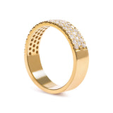 14K Yellow Gold Pave Set 3/4 cttw Multi Row Diamond Band Ring  (H-I Color, SI2-I1 Clarity)-1 thumbnail 2