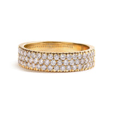 14K Yellow Gold Pave Set 3/4 cttw Multi Row Diamond Band Ring  (H-I Color, SI2-I1 Clarity)-3 thumbnail 4