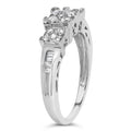 10K white gold ring with 3 baguette diamond stones in cluster setting