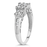 10K white gold ring with 3 baguette diamond stones in cluster setting thumbnail 1