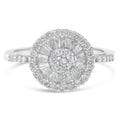 10K white gold cocktail ring with round diamond cluster stones