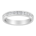 14K white gold ring with a row of round diamond stones